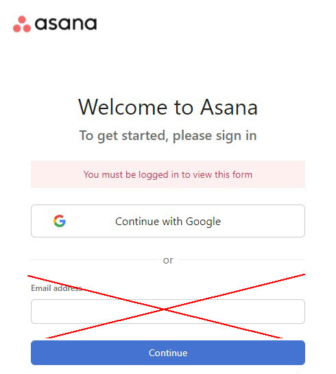 Asana Log in - Step 1