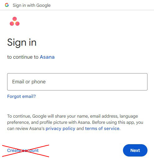 Asana Log in - Step 2